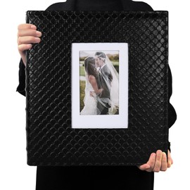 RECUTMS Photo Album 4x6 Holds 500 Photos Black Inner Page Button Grain Leather Larger Capacity Horizontal and Vertical Photos Wedding Pictures Album Birthday Christmas Baby Family Photo Book(Black)