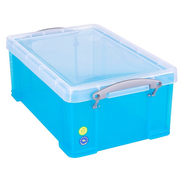 Really Useful Plastic Storage Box 9 Litre Trans Blue