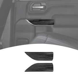PDKLIN for Silverado Rear Door Panel Trim Cover for Chevy Silverado/GMC Sierra 2019-2022(Double Cab) Black Wood Grain Interior Accessories 2pcs