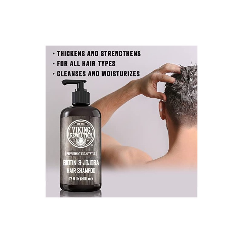 Viking Revolution- Champú Biotin para hombres - Champú de eucalipto