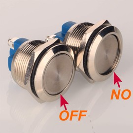 Gebildet 2pcs 22mm Latching Push Button Switch 12V/24V/125V/250V/5A Screw Type Terminals Stainless Steel Waterproof Metal Switch(Flat Head)
