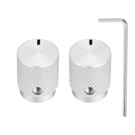 sourcing map 2 Pcs Aluminium Potentiometer Knobs, 1/4"(6mm) IDx1/2"(12.5mm) ODx5/8"(16mm) Height Universal Volume Tone Control Knobs for Guitar, Bass, Oval Indicator, Matte Silver