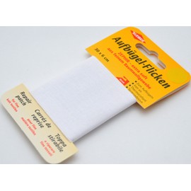 Kleiber 30 x 6 cm Extra Soft Fine Cotton Iron-On Repair Tape, White