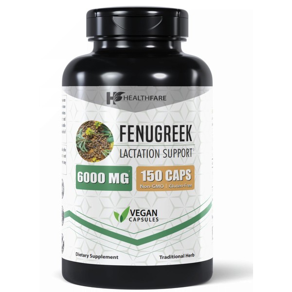 Healthfare Fenugreek Capsules 6000mg | 150 Capsules | Vegetarian |