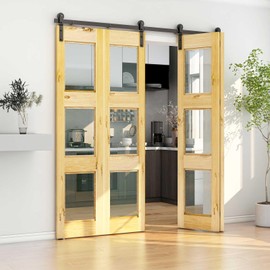 TSMST 9ft/108" Bi-Fold Sliding Barn Door Track Kit for 4 Doors,Heaving Duty Barn Door Hardware Kit,Quietly and Smoothly I Shape Hanger(No Doors)