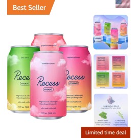 Recess Mood Magnesium Beverage, 12oz Cans, 12-Pack Variety for Elevated Mood