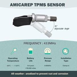 TPMS Sensores de presión de neumáticos 433 MHz compatibles con Nissan Altima 2013-2018 Murano 2015-2018 Pathfinder 2013-2018 reemplaza # 407003JA0A 407003JA0B (4 piezas)