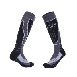 cozycube Ski Socks, Snowboarding Socks, Merino Wool, Men's, Women's, Graduated Compression, Thick, Warm, Cold Protection, Soft Inside, Anti-Slip Design, Moisture Wicking, Antibacterial, Odor