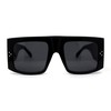 Retro Flat Top Unique Thick Temple Mobster Sunglasses All Black