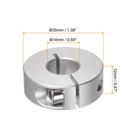 HARFINGTON 2pcs Shaft Collar 14mm Bore Aluminum Alloy Set Screw Split Clamp-On Collars, 35mm OD, 12mm Width, for Wheel Barrow Axle, Gearbox Assemblies, Machine Tools, Industry, Anodization