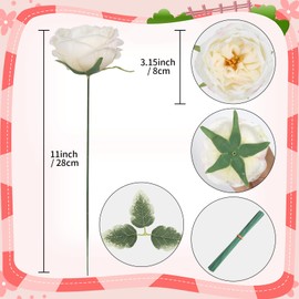 16pcs Peonies Artificial Flowers Head Ivory Austin Roses Vintage Burnt Flowers Silk Rose Head with Stems for DIY Flower Wedding Bouquets Centerpieces Home Decoration (Ivory)
