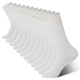 BAMBOO COOL Men's Dress Socks Bamboo Viscose Breathable Crew Socks For Men, Casual Lightweight Comfort 6 Pack White Socks