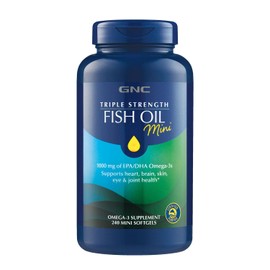 GNC Triple Strength Fish Oil Mini Omega 3 Supplement, 1000mg EPA and DHA, Supports Heart, Brain, Skin, Eye and Joint Health, 240 Mini Softgels