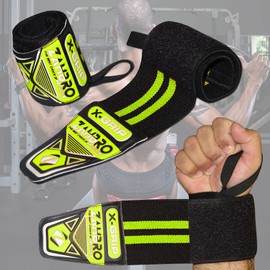 ZAHBRO Wrist Strap Weightlifting Gym Weight lifting Straps Support Hand Brace Bandage Training Bar Wrap Grip (Black-Green)