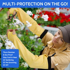 CAISIDIONG Cut Resistant Arm Sleeves ANSI Level A6, Kitchen Arm Thumb Hole Protectors for Thin Skin & Bruising, for men & women- Industrial Arm Guards for Welding, Glass Handling, Pet Grooming(yellow)