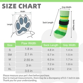 KOOLTAIL Anti Slip Dog Socks for Hardwood Floors to Prevent Licking Paws with Grippers, 2 Pairs Paw Protector, Double Sides Stripe Dog Shoes Toe Grips for Small Medium Large Senior Dogs M