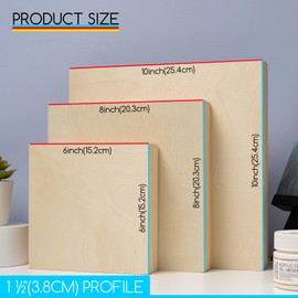 MEEDEN Unfinished Wood Canvas Kit: 1-1/2" Deep 6x6 8x8 10x10 Wooden Canvas Panel - 6 Pcs of Cradled Wood Art Boards for Pouring Art, Crafts, Painting