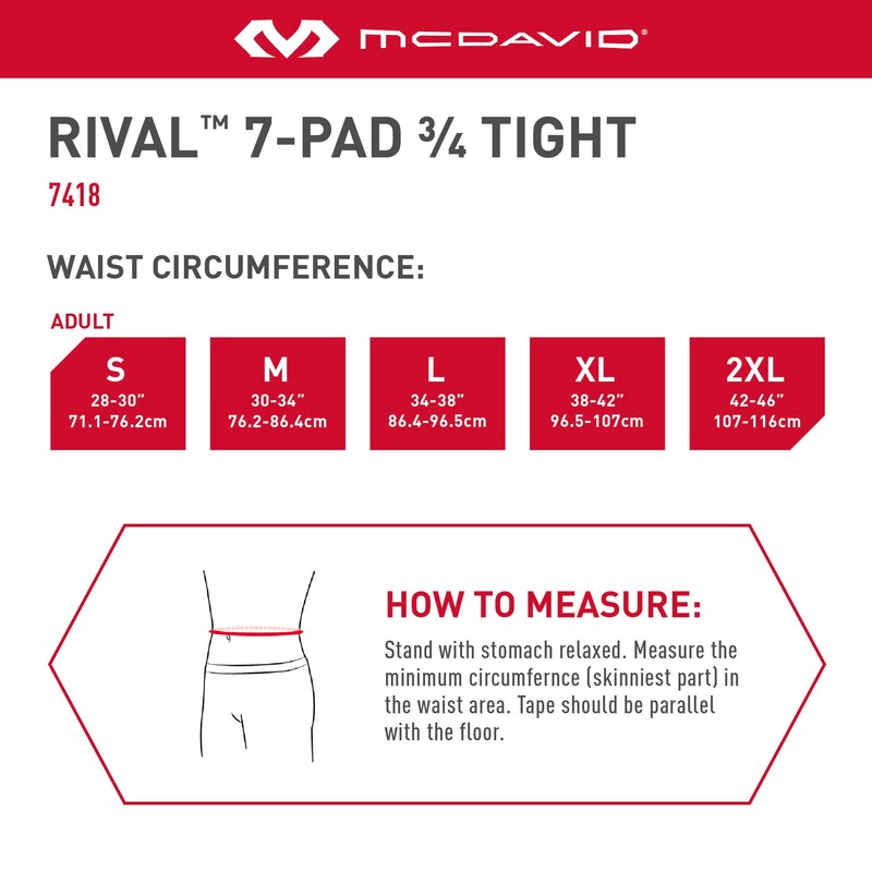 McDavid MD7418-80002-AS Rival Integrated 7-Pad ¾ Tight Grey AS