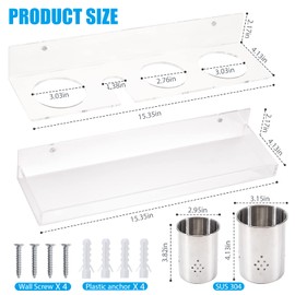 NatldGs Hair Tool Organizer Wall Mount, Set of 2 Acrylic Hair Dryer Holder, Bathroom Vanity Organizers and Storage for Curling Iron, Hot Tools, Blow Dryer and Makeup Products