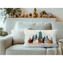 QGFM Christmas Chicken Throw Pillow Covers 20x12, Farmhouse Christmas Decor, Funny Christmas Chicken Xmas Pillow Covers for Couch Bed, Christmas Decorations for Living Room Bedroom Home