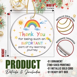 Teacher Ornament, 3 Inch Ceramic Teacher Christmas Ornaments, Funny Christmas Ornaments for Teachers, Teacher Ornament 2024