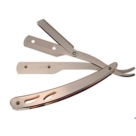 Stainless Steel Straight Edge Barber Shaving Razor Sicastar® Folding Straight Razor Single Edge Replaceable Blades fit for All of Double Edge Razor Blades (Rose Gold)