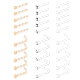 Mayhoop 18G 20G Nose Piercing Bioflex Retainer Flexible Plastic Nose Rings Piercing 20-40 Pieces Transparent and Skin Colour Nose Studs, Plastic