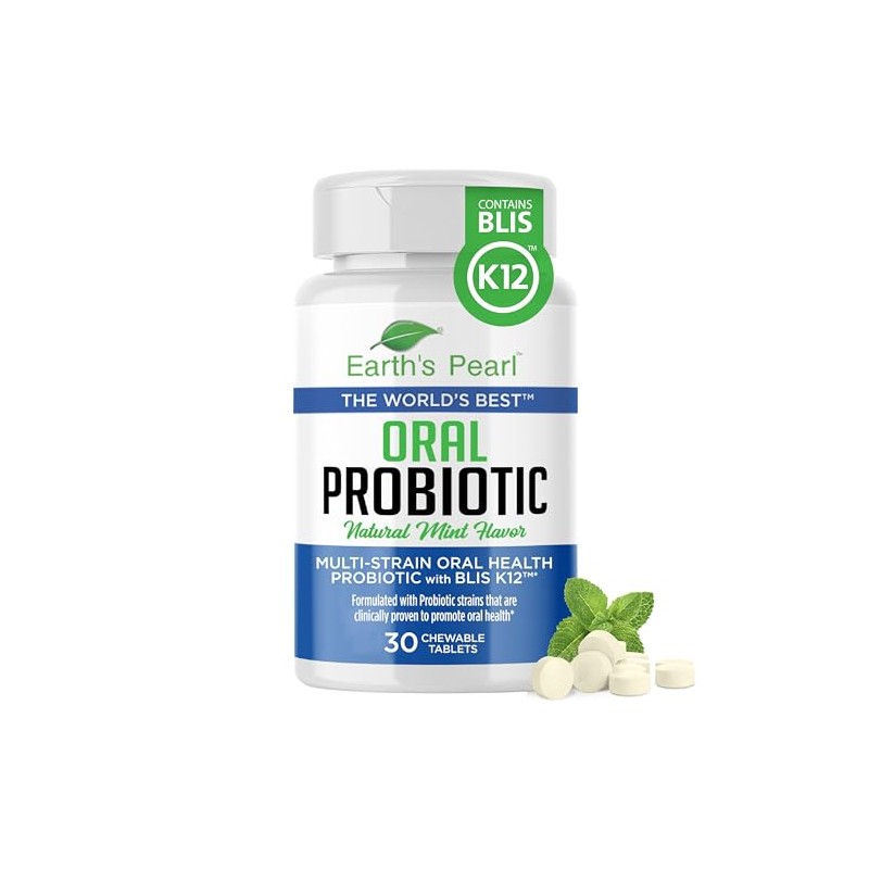 Earth's Pearl Probiótico Bucal con BLIS K12, Sabor Menta Natural,