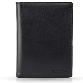 BULLAZO PLANO MINI genuine real leather passport identity card travel document holder case cover protector in black with credit card slots and rfid blocking | travel organiser wallet for men women