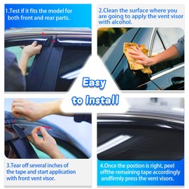 Fullux Window Rain Guards Compatible 1993-2011 Ford Ranger All Models 2PC Side Wind Deflector Visors Vent Shade