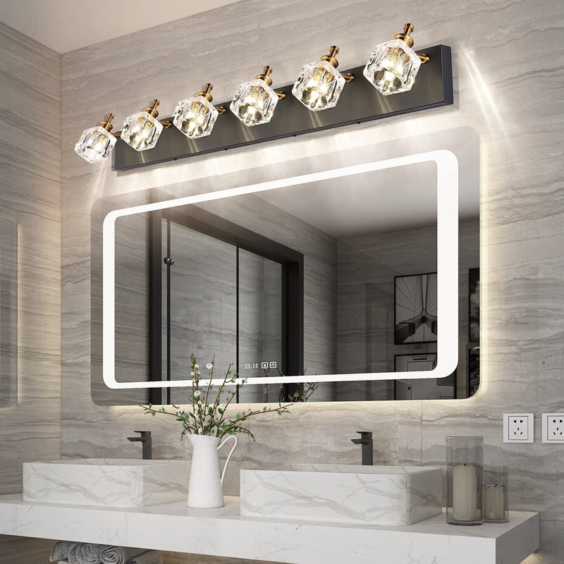 PRESDE Vanity Lights 6 Lights Modern Crystal Bathroom Lights Fixtures