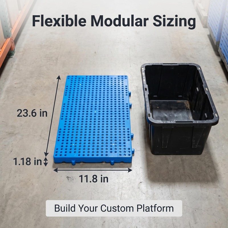 6 Pcs Plastic Pallet, Lightweight Nestable Pallet 23.6x11.8x1.18 Inch, Waterproof