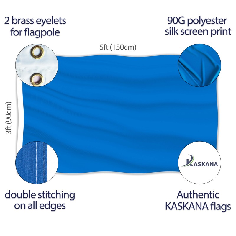 Plain Blue Flag - Simple Blue Flag - Double-Sided Print