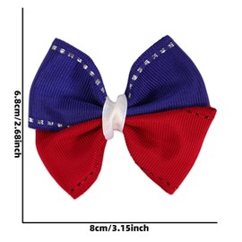 4th Of July American Flag Red Blue Match Hair Clips Patriotic Bows Grosgrain Ribbon Stars Stripes Alligator Clips Red white and blue Hair Accessories For Women Independence Day Party Decor Gift 2Pcs