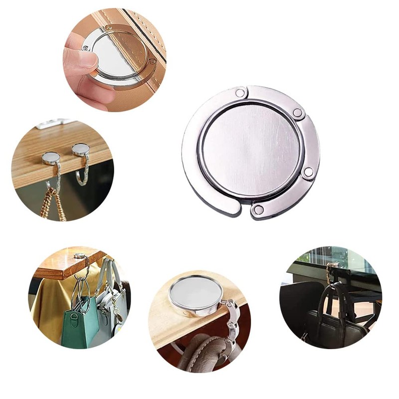 HBYMYDA 2 Pcs Handbag Hooks for Tables Foldable Round Purse