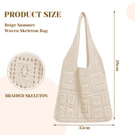 CharmBurst Minimalist Crochet Bag with Hollow Design, Beach & Shoulder Bag, Lightweight, Foldable, Large Capacity, Suitable for Holidays, Women, Summer