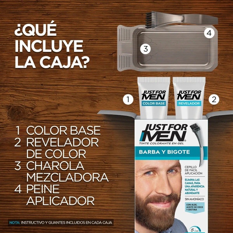 Tinte Just For Men Barba Y Bigote Castaño Medio 3-pack
