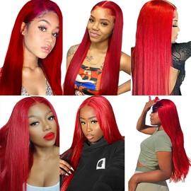 Red Human Hair Bundles Red Straight Bundles Human Hair Burgundy Bundles Same Length 3 Bundles 16 16 16 Inch Burgundy Straight Bundles Red Bundles Human Hair 100g/Pc