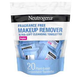 Neutrogena Toallitas de limpieza para eliminar la suciedad, aceite, maquillaje y máscara impermeable para viajes y viajes, 20 unidades (paquete de 6)