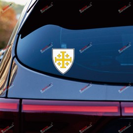 Jerusalem Cross Crusaders' Cross Shield Decal Vinyl Sticker - 4 Pack Glossy, 2 Inches, 3 Inches, 4 Inches, 6 Inches - for Car Boat Laptop Cup Phone