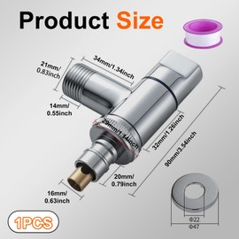 Washing Machine Tap, Quick Opening Angle Valve, Wall Mounted Washing Machine Tap, Stainless Steel, Quick Opening Angle Valve, Water Stop for Washing Machines Valve (Silver)