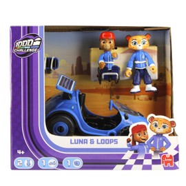 Mille Bornes Challenge - Blaues Team-Set – die Pfeile – Luna und Loops – Spielzeug aus der TV-Serie – Auto und bewegliche Figur zum Sammeln – Kinder ab 4 Jahren