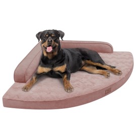 MEKIY Large Orthopedic Dog Bed with Sides XXXL Dog Beds with Removable Washable Cover Non-Slip Waterproof Pet Bed for Extra Large Dogs - Pink XXXL