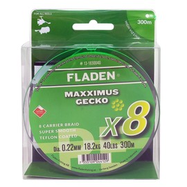 FLADEN Fishing - 300m Spool Maxximus 8X Gecko Braid - Teflon Coated Fishing Line (20lbs to 80lbs Range) Super Smooth & Very Strong (300m of 65lb - 0.37mm dia) [13-1830065]