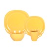 HomeVss, Stoneware Square 16pc Dinnerware Set, Matte Yellow