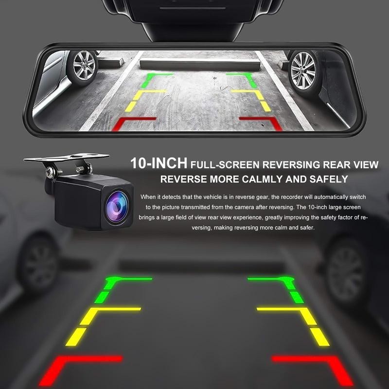 10-inch dash cam night vision, 1080P full touch screen with
