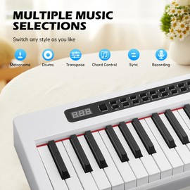 Rosen P21 Semi-Weighted Keyboard 88 Keys Beginner Digital Piano, Portable Electric Piano with Sustain Pedal and Power Supply,White