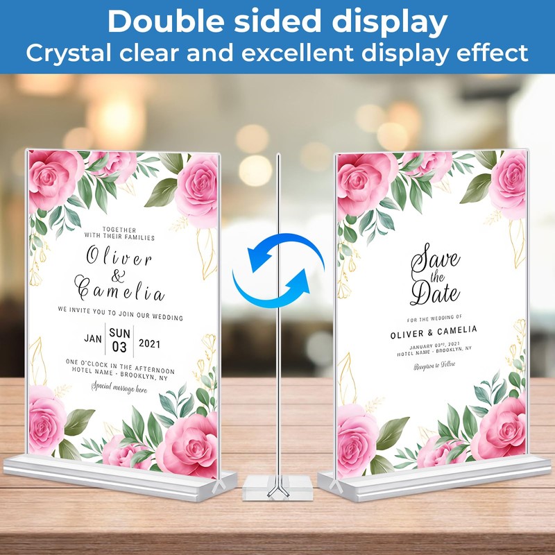 Arrobust A5 Acrylic Sign Holder, 3 Pack Clear Display Table