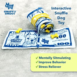 SnuffySnout Snuffle Mat for Dogs, Interactive Sniff Mat for Slow Eating and Keep Busy, Adjustable Dog Digging Toys Encourages Natural Foraging Skills and Mental Stimulation (Dog Money Toy, 5 Bills)
