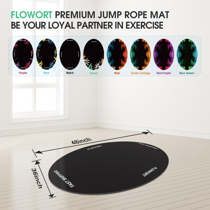 Flowort Jump Rope Mat，Large Rubber Exercise Indoor Outdoor，Shock Absorbing Mat
